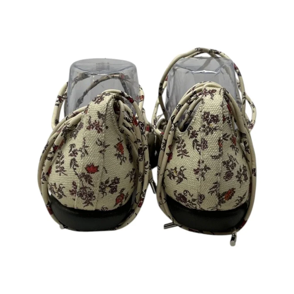 Aerosoles x Laura Ashley Flat Women Size 7.5 Cream Floral Lace Up Pointed Toe